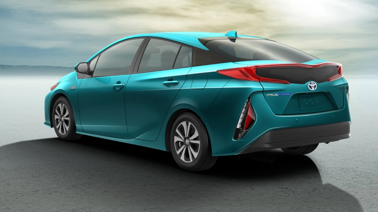 rear side view of a 2017 Toyota Prius Prime